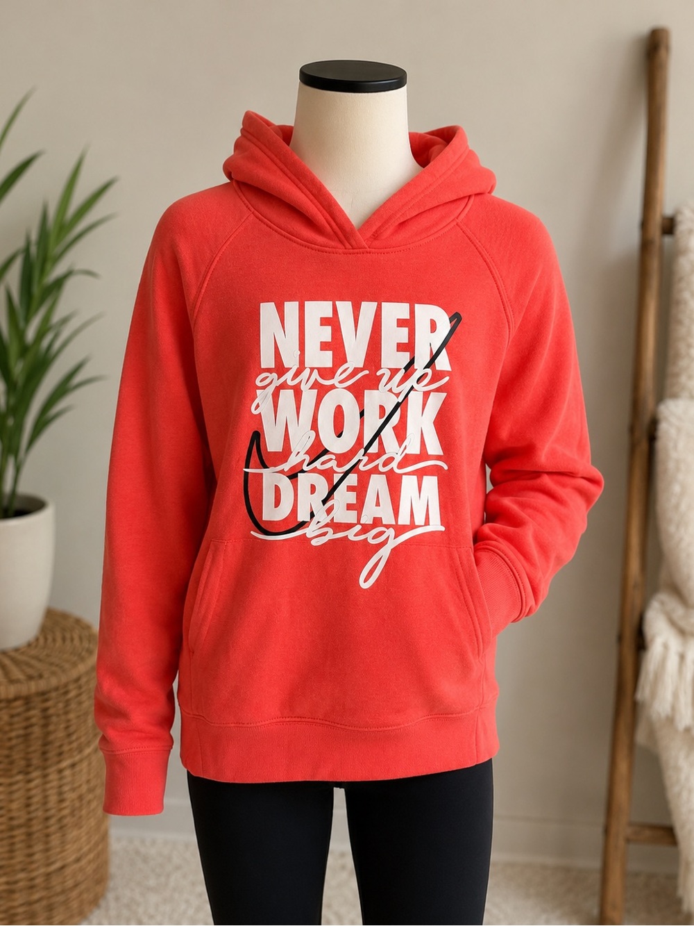 Nike 3BRAND Russell Wilson Never Give Up Graphic Hoodie Youth Medium Coral